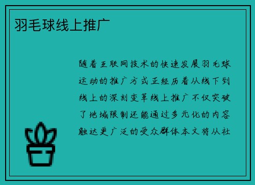 羽毛球线上推广